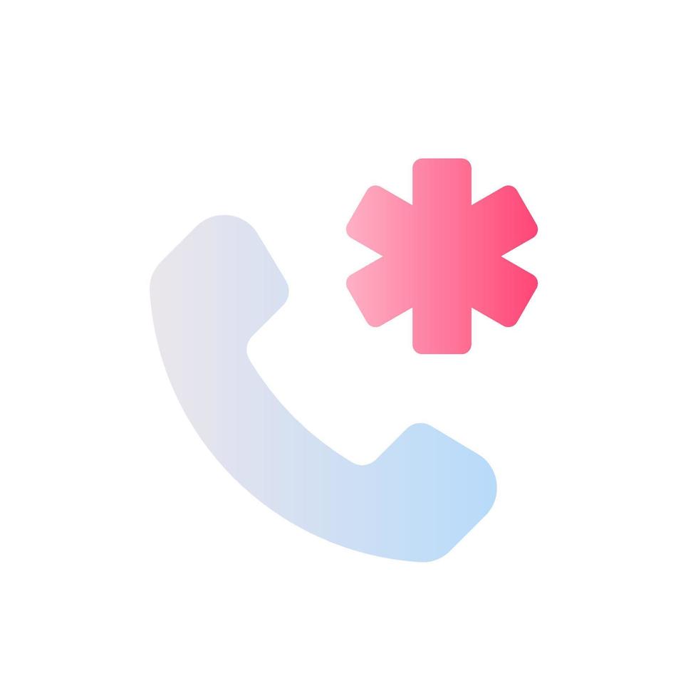 Calling emergency flat gradient two-color ui icon. Urgent first aid. Contact medical clinic. Simple filled pictogram. GUI, UX design for mobile application. Vector isolated RGB illustration