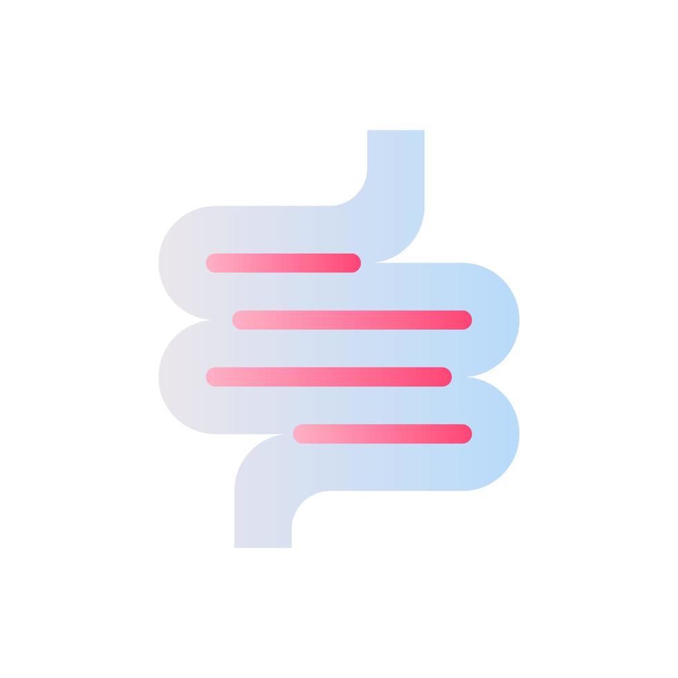 Intestine flat gradient two-color ui icon. Body organ. Checkup of bowel. Gastrointestinal tract. Simple filled pictogram. GUI, UX design for mobile application. Vector isolated RGB illustration