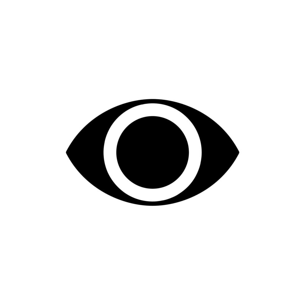 ojo negro glifo ui icono. parte de humano cuerpo. Organo de percepción. visual sistema. usuario interfaz diseño. silueta símbolo en blanco espacio. sólido pictograma para web, móvil. aislado vector ilustración