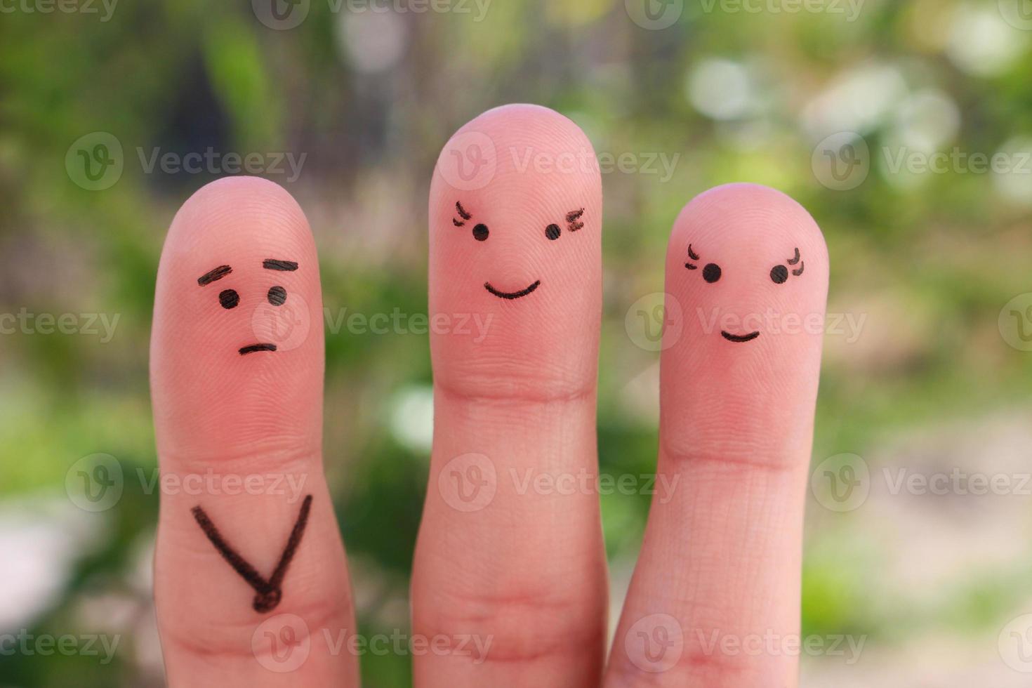 Fingers art of people. Concept a man is shy to meet women. photo