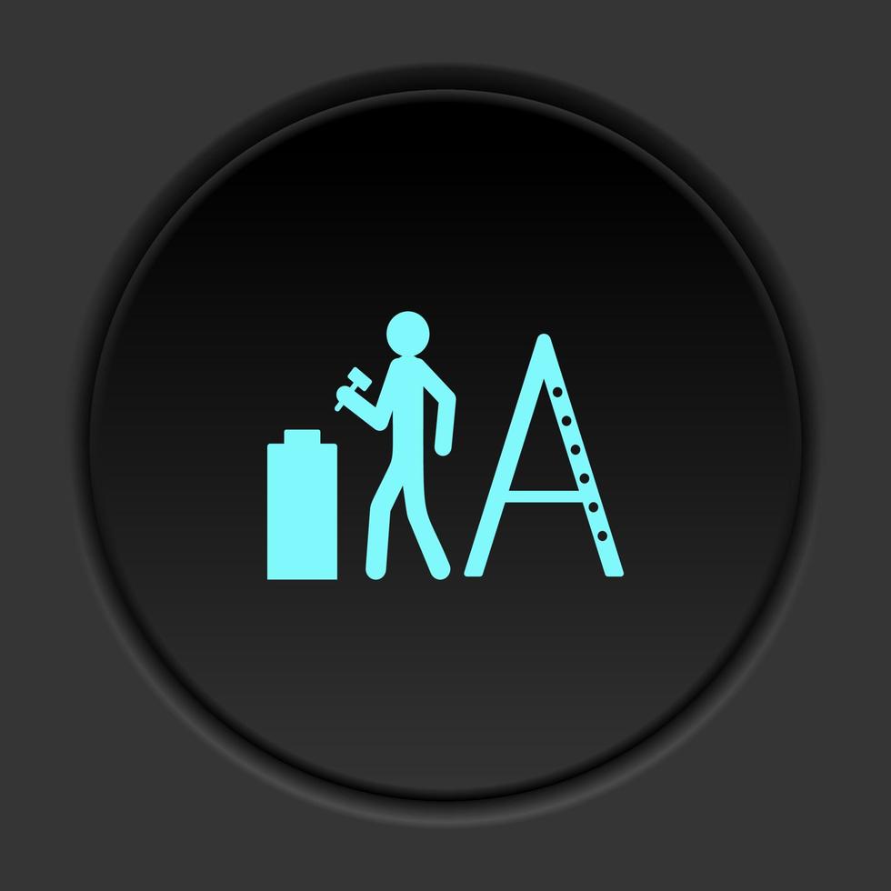 Dark button flat icons on round backgrounds. Building construction insurance dark circle vector icon on darken background
