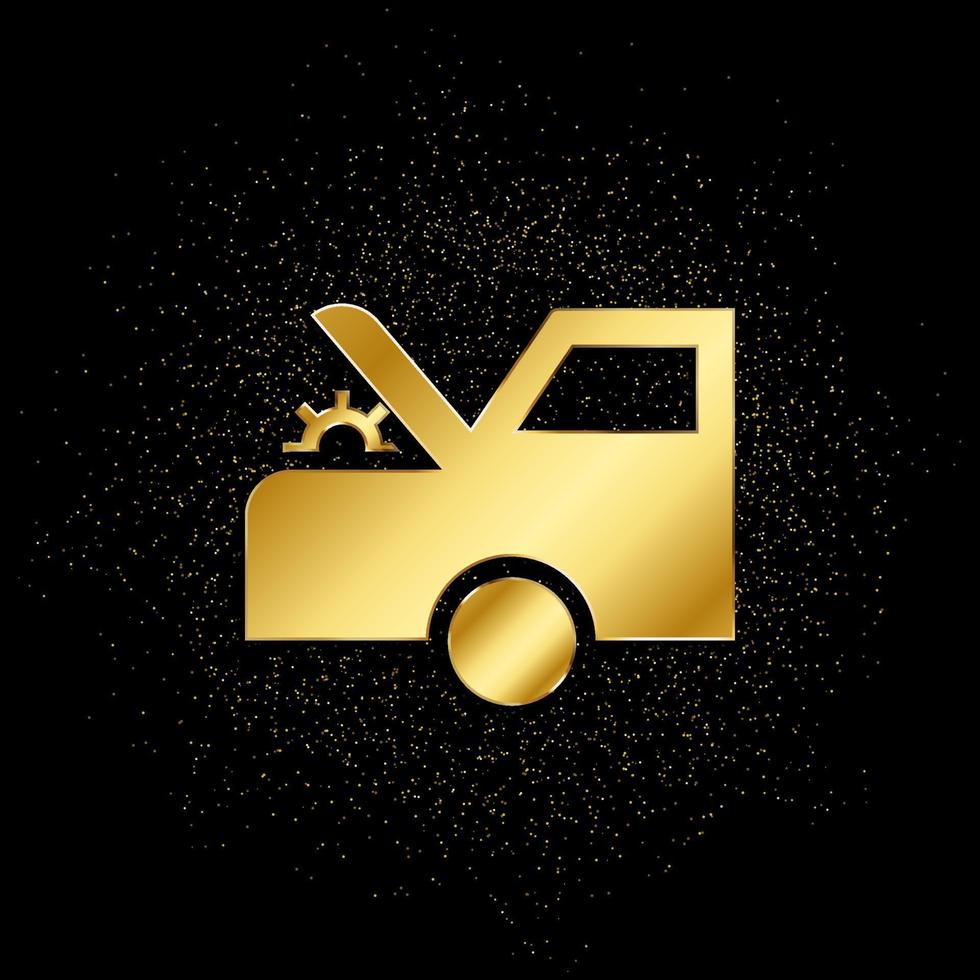 Car, check, service gold, icon. Vector illustration of golden particle background . Vector gold background