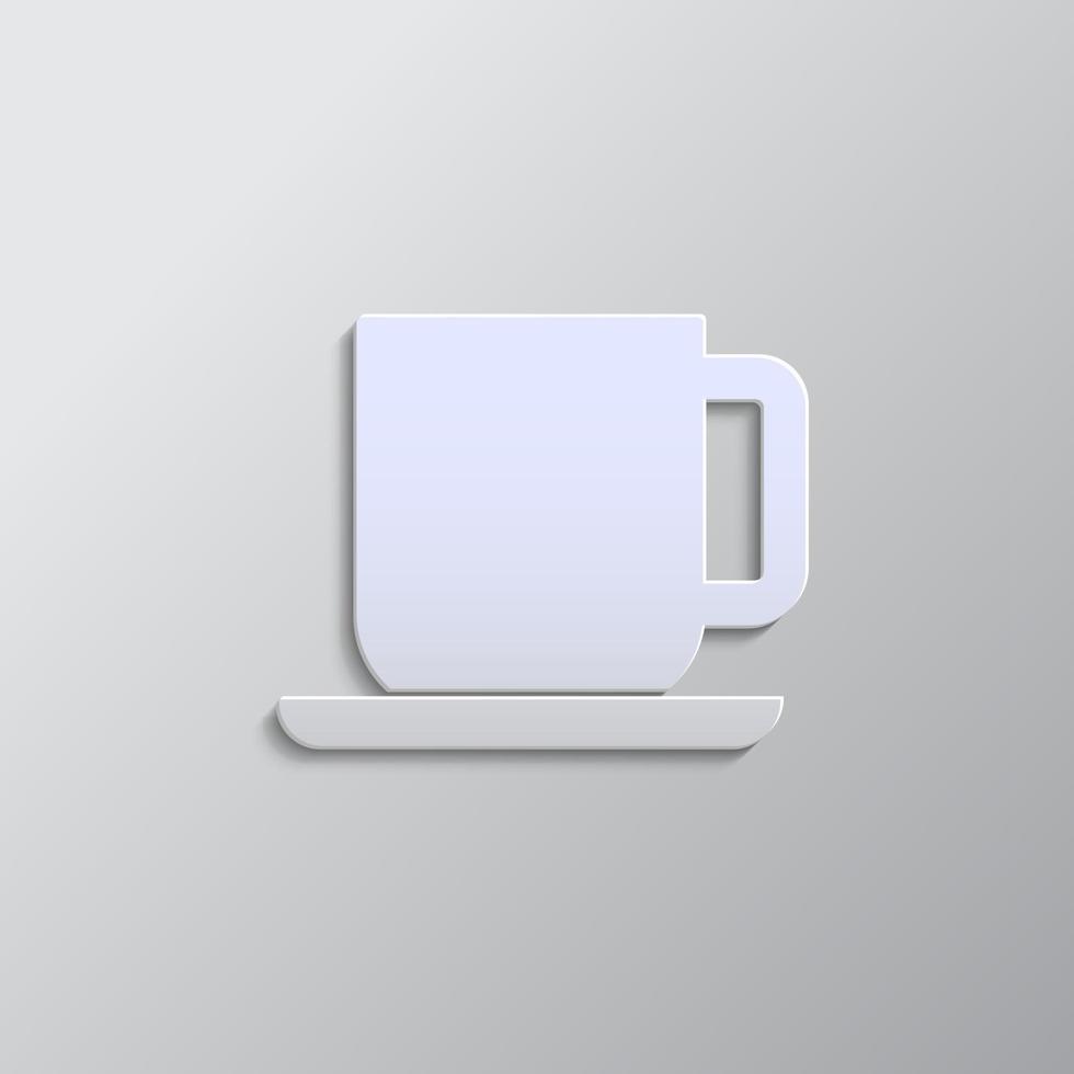 Coffee cup paper style, icon. Grey color vector background- Paper style vector icon.
