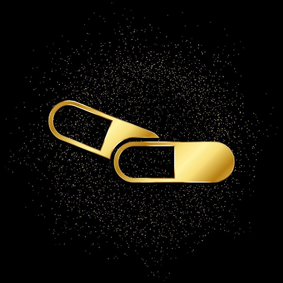 médico píldora oro, icono. vector ilustración de dorado partícula en oro vector antecedentes