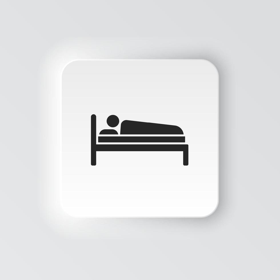 Rectangle button icon Man sleep. Button banner Rectangle badge interface for application illustration on neomorphic style on white background vector