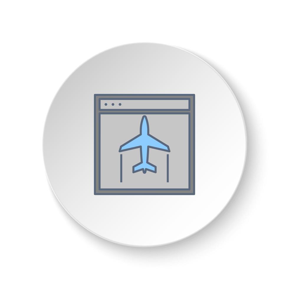 Round button for web icon, site, aircraft. Button banner round, badge interface for application illustration on white background vector