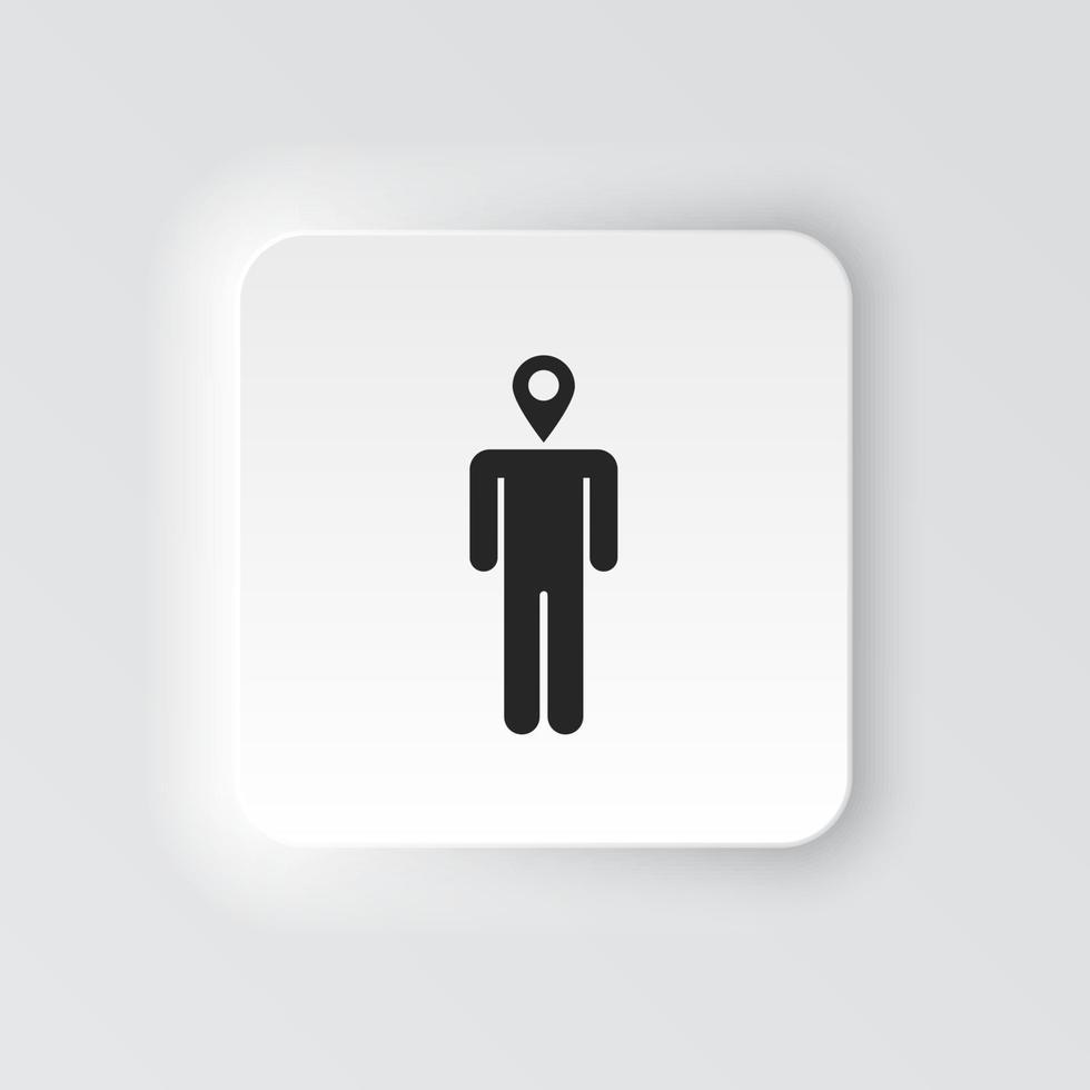 Rectangle button icon Man location. Button banner Rectangle badge interface for application illustration on neomorphic style on white background vector