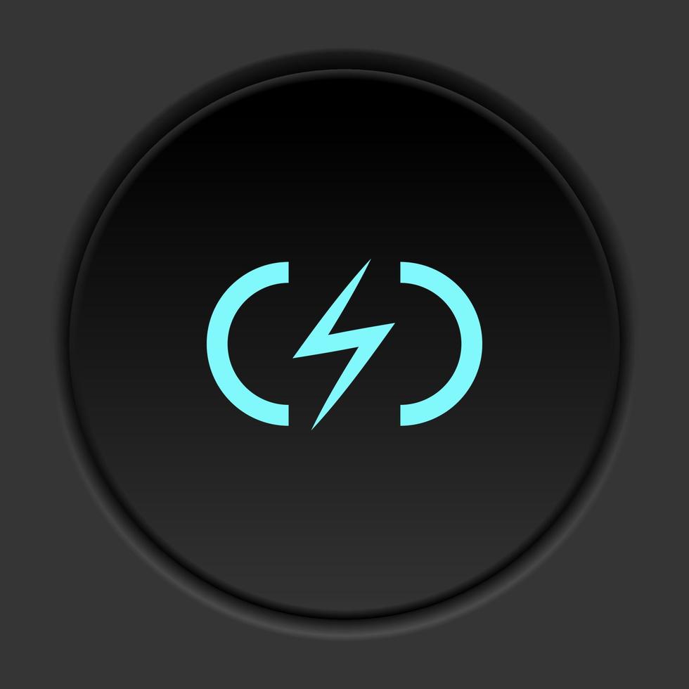 Dark button icon charge flash. Button banner round badge interface for application illustration on darken background vector