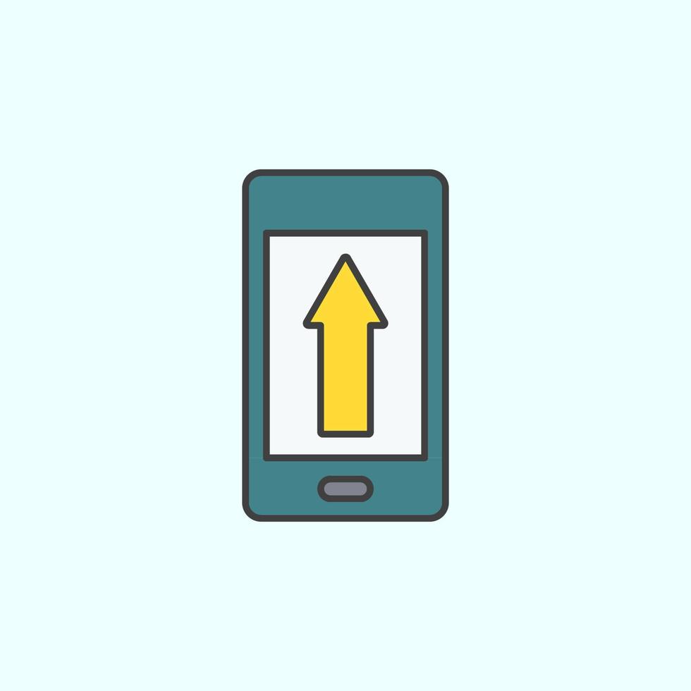 phone, arrow up, upload color vector icon, vector illustration on white background