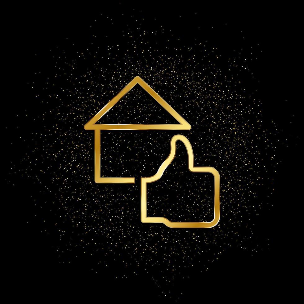 Feedback, house, property gold icon. Vector illustration of golden particle background. Real estate concept vector illustration .