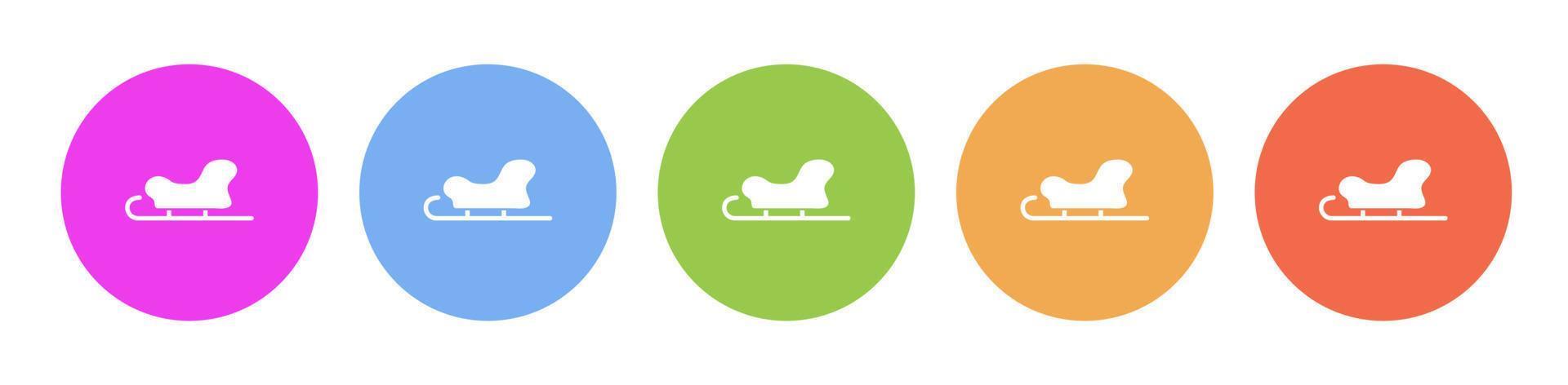 Multi colored flat icons on round backgrounds. sleigh, sled, ride, santa multicolor circle vector icon on white background