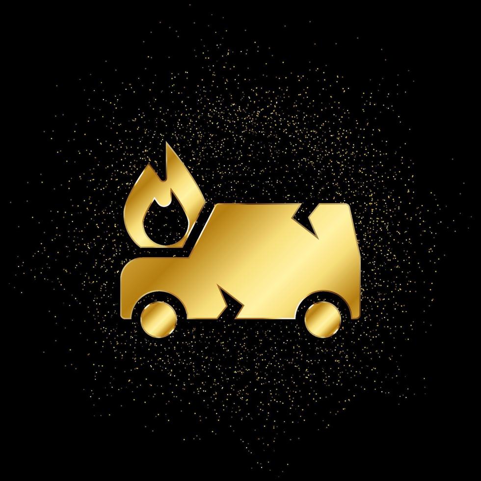 accidente, auto, chocar, dañar oro, icono. vector ilustración de dorado partícula antecedentes . vector oro antecedentes