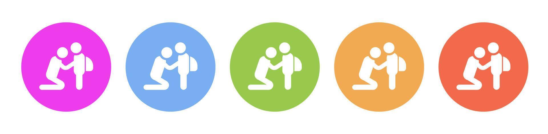 Multi colored icon Father baby back to school. Button banner round badge interface for application illustration on white background vector