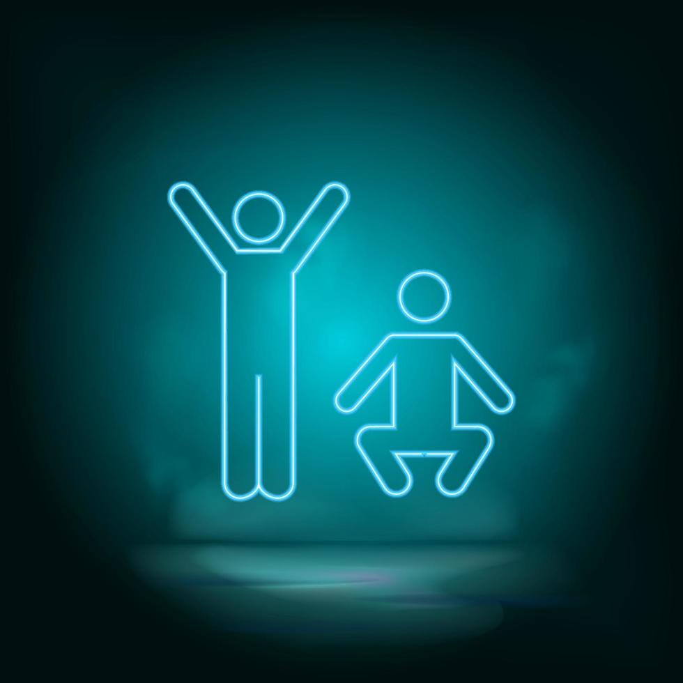 Exercise, mans blue neon vector icon. Simple element illustration from map and navigation concept. Exercise, mans blue neon vector icon. Real estate concept vector illustration. on white background