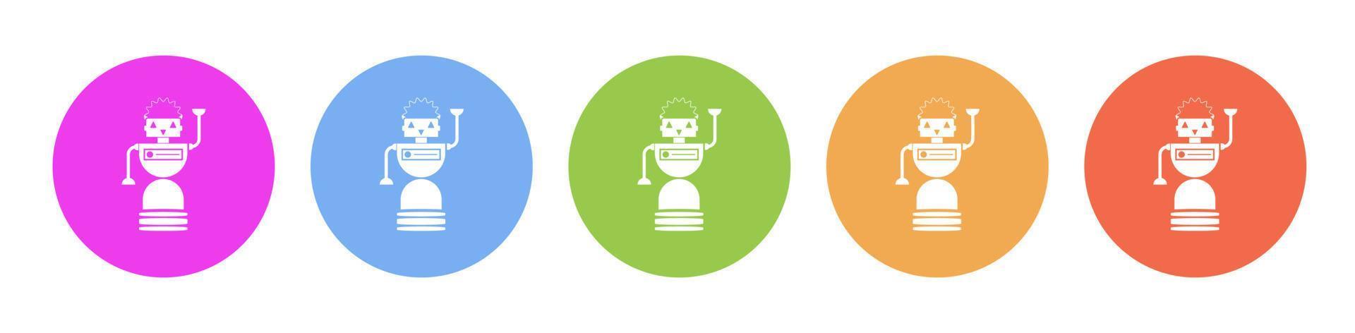 multi de colores icono robot tecnología. botón bandera redondo Insignia interfaz para solicitud ilustración en blanco antecedentes vector