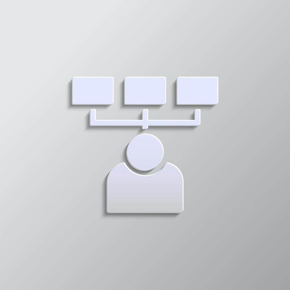 skills, users paper style, icon. Grey color vector background- Paper style vector icon.