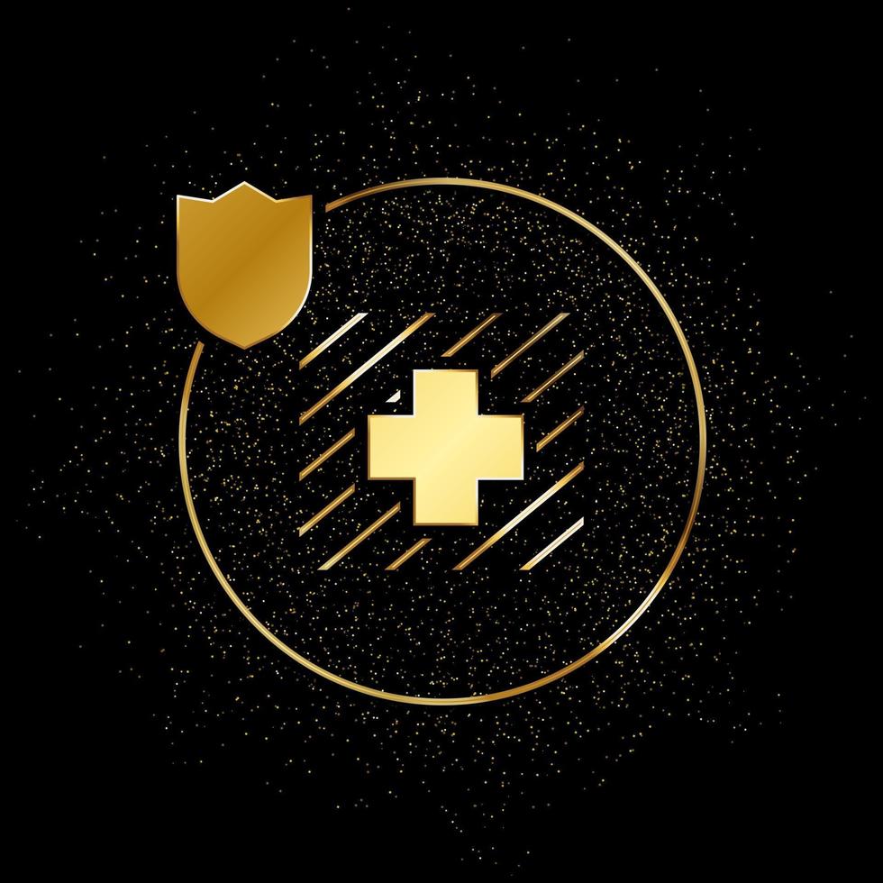 human, insurance, health gold icon. Vector illustration of golden particle background. Gold vector icon