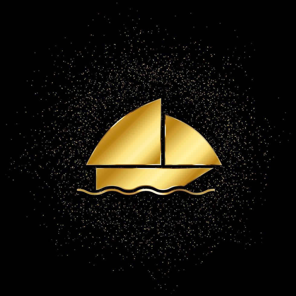 Boat gold, icon. Vector illustration of golden particle on gold vector background