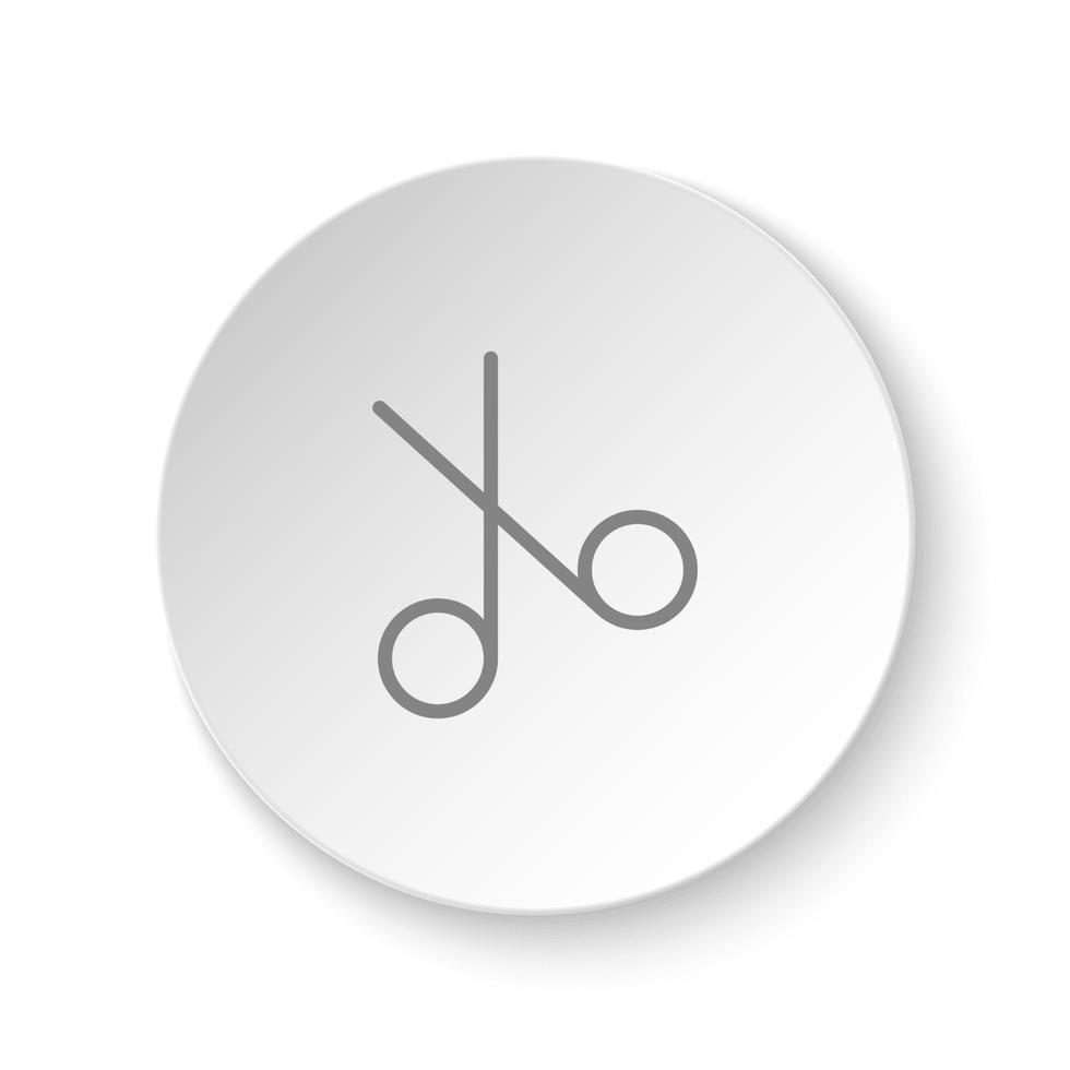 Round button for web icon, scissors. Button banner round, badge interface for application illustration on white background vector