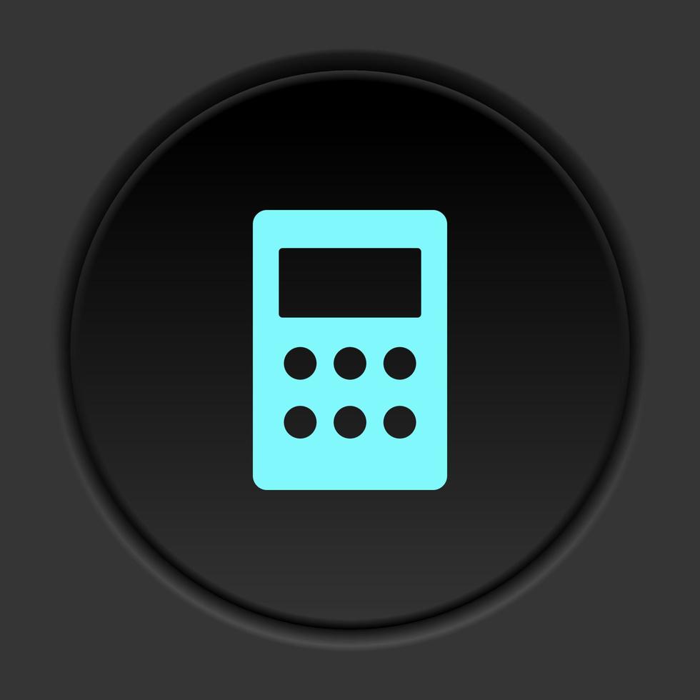 Dark button icon mobile phone. Button banner round badge interface for application illustration on darken background vector