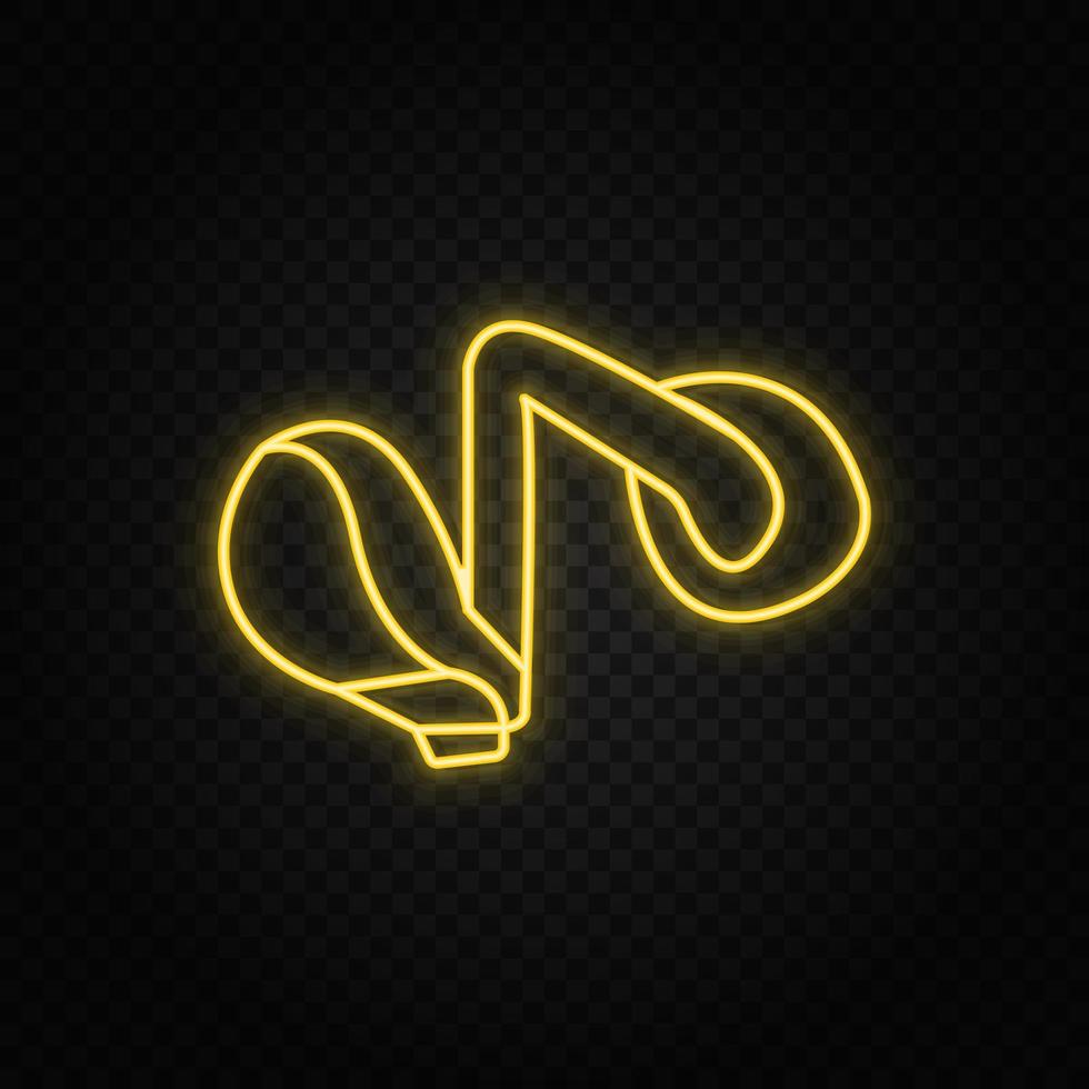 Run, leg, cartoon neon icon. Yellow neon vector icon. Vector transparent background