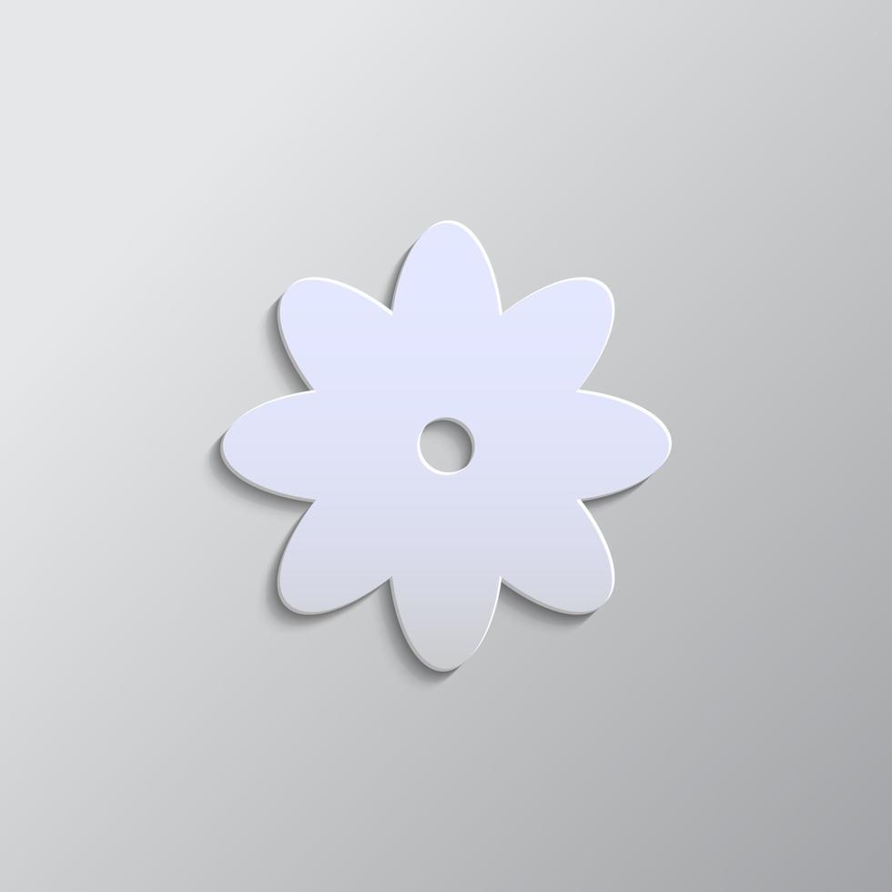 Flower paper style, icon. Grey color vector background- Paper style vector icon.