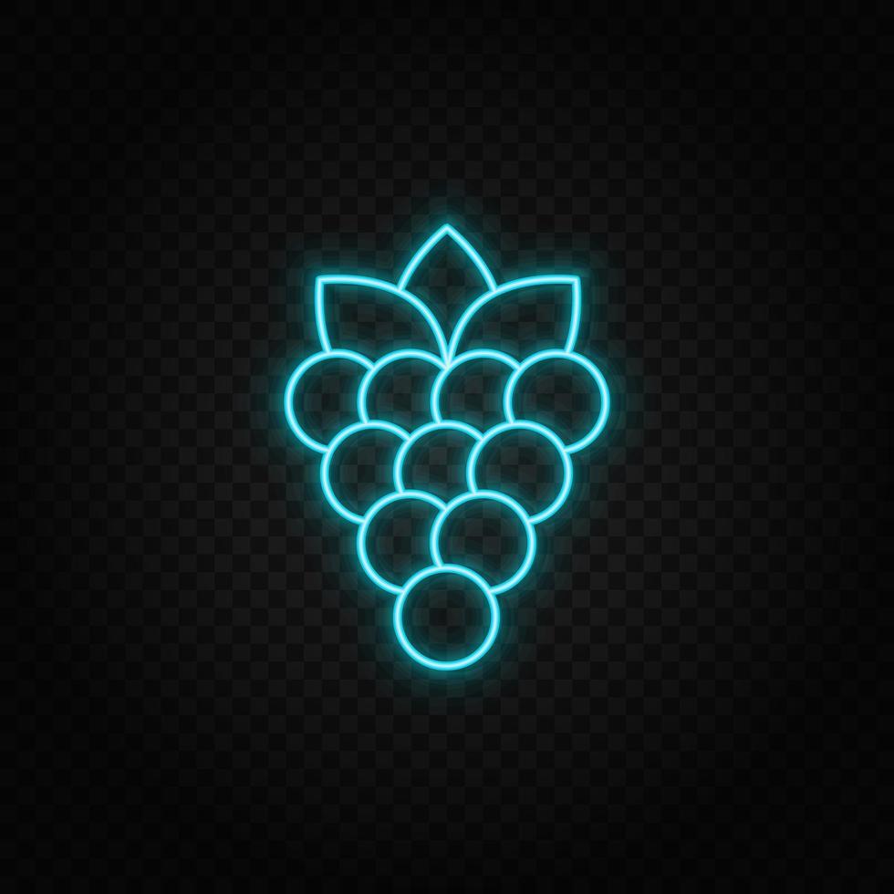 grapes neon icon. Blue and yellow neon vector icon. Transparent background