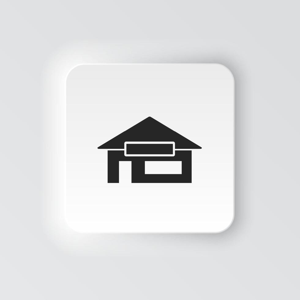 Rectangle button icon House silhouette. Button banner Rectangle badge interface for application illustration on neomorphic style on white background vector