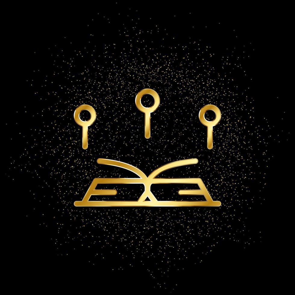 Knowladge gold icon. Vector illustration of golden particle background.. Spiritual concept vector illustration .