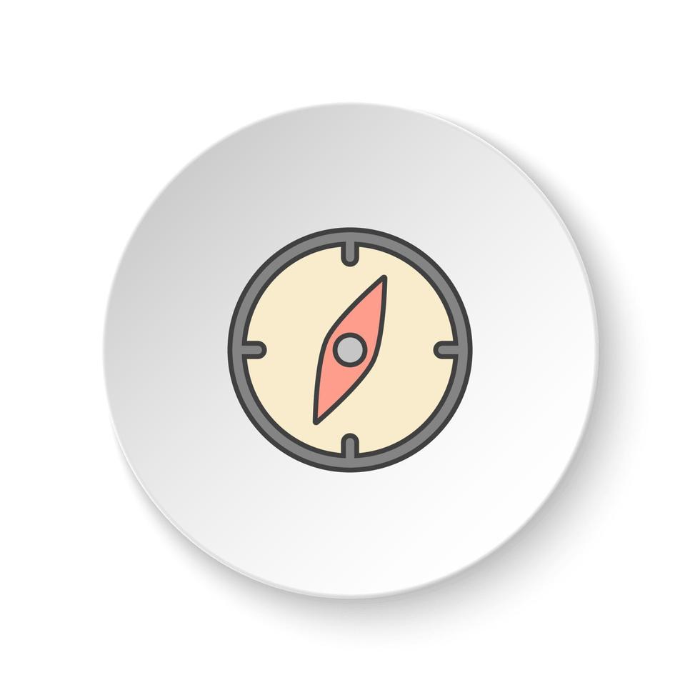 redondo botón para web icono, Brújula. botón bandera redondo, Insignia interfaz para solicitud ilustración en blanco antecedentes vector