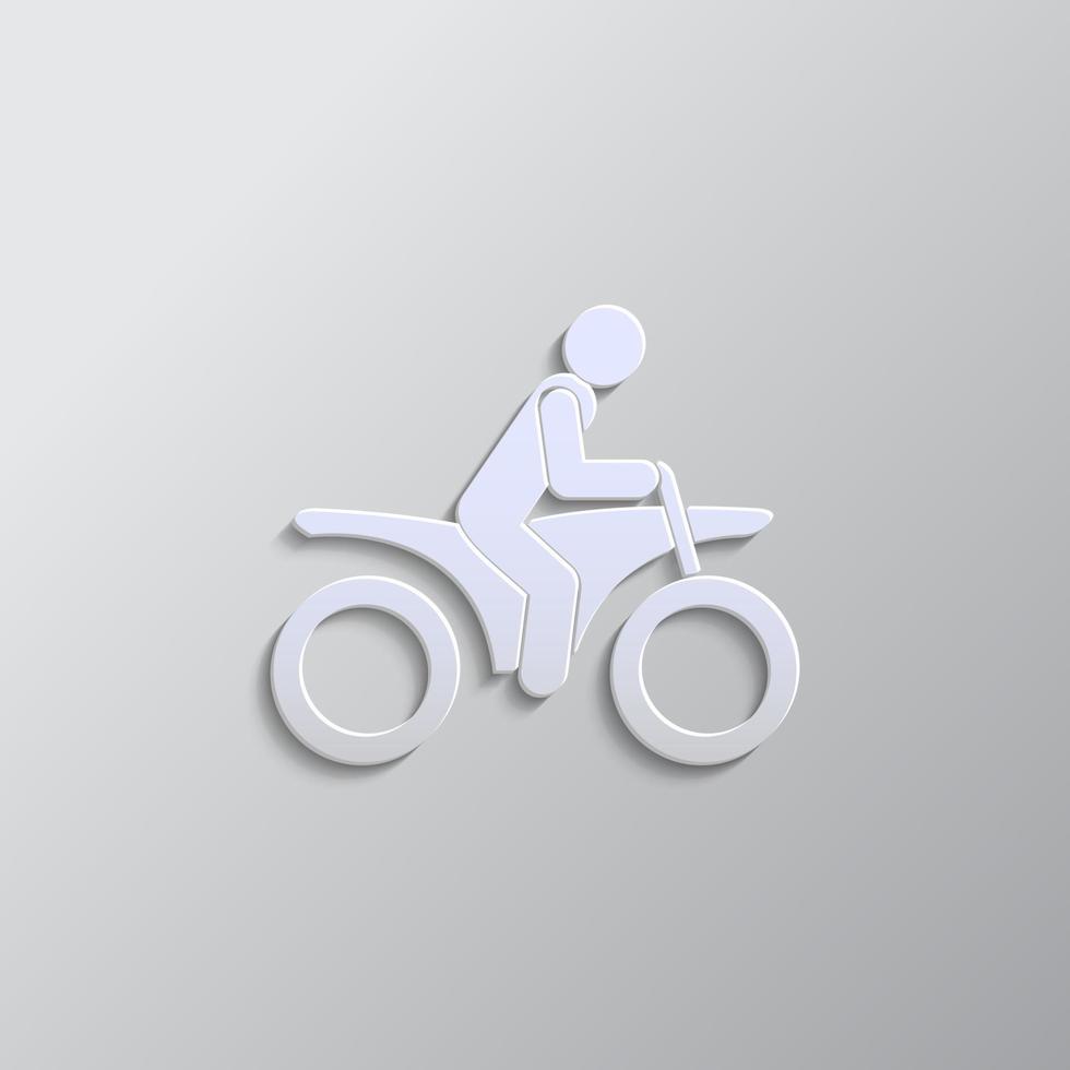 motociclista papel estilo, icono. gris color vector fondo- papel estilo vector icono.