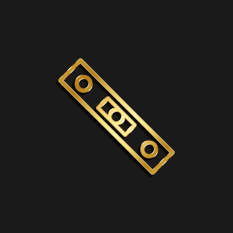 level, tool gold icon. Vector illustration of golden dark background .