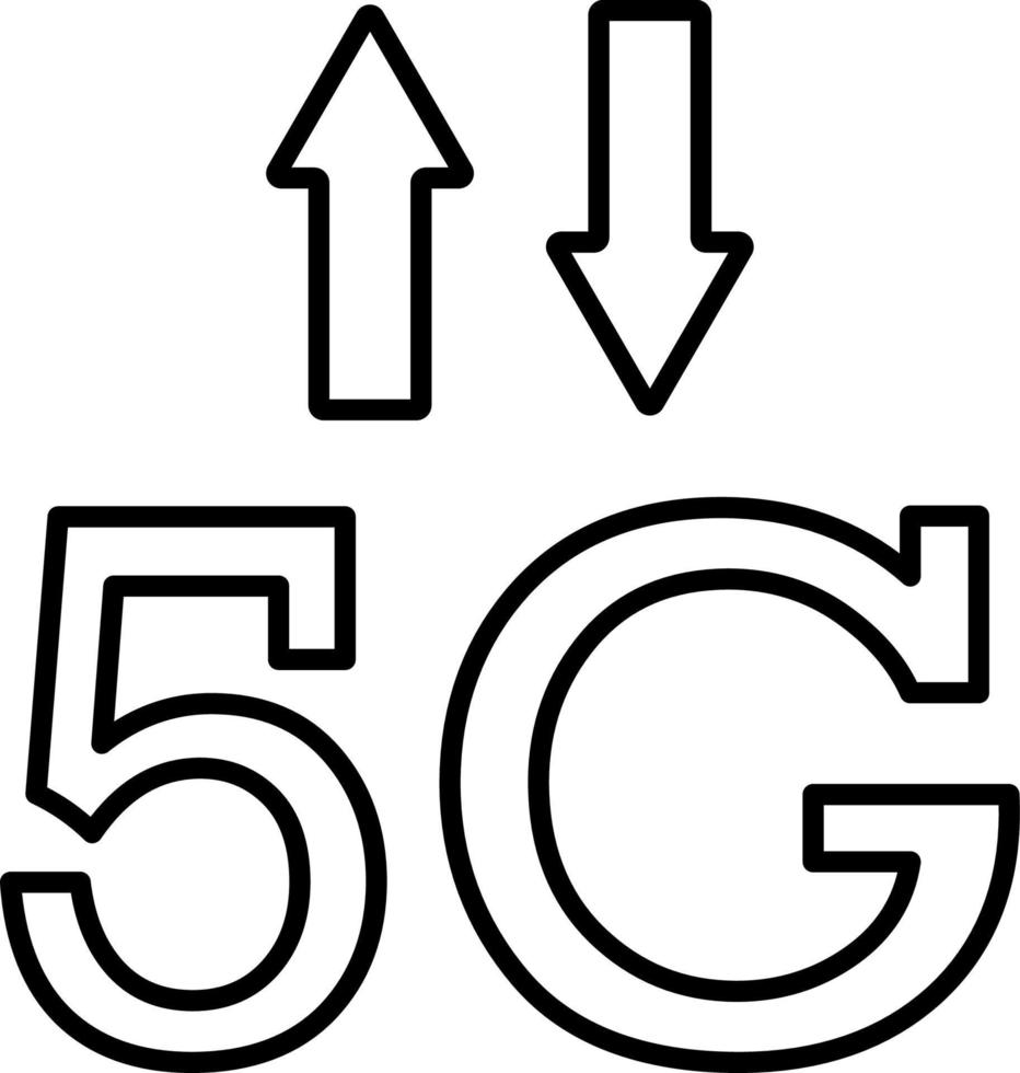 Line vector icon 5g, signal, arrows. Outline vector icon on white background