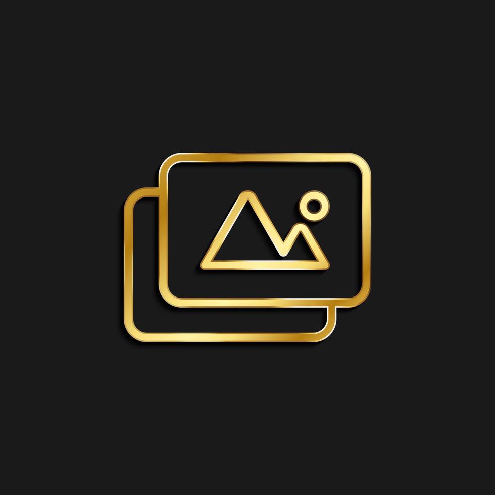photo, picture gold icon. Vector illustration of golden icon on dark background