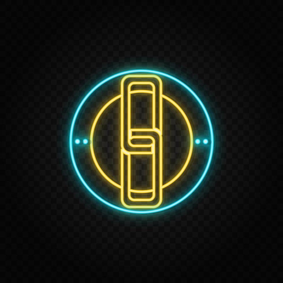 link, web, icon neon vector icon. Blue and yellow neon vector icon. Vector transparent background