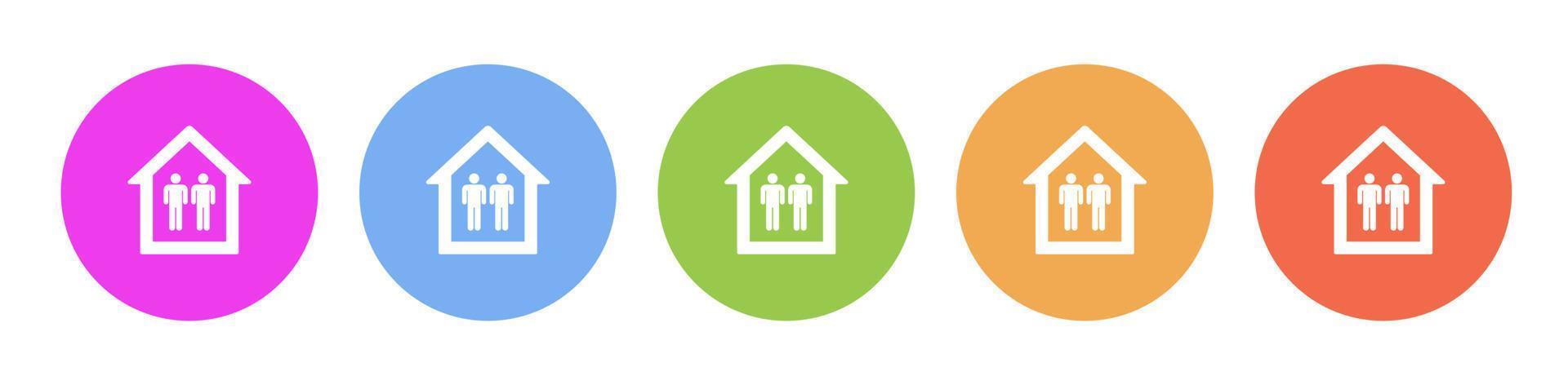 Multi colored flat icons on round backgrounds. Mans in a house multicolor circle vector icon on white background