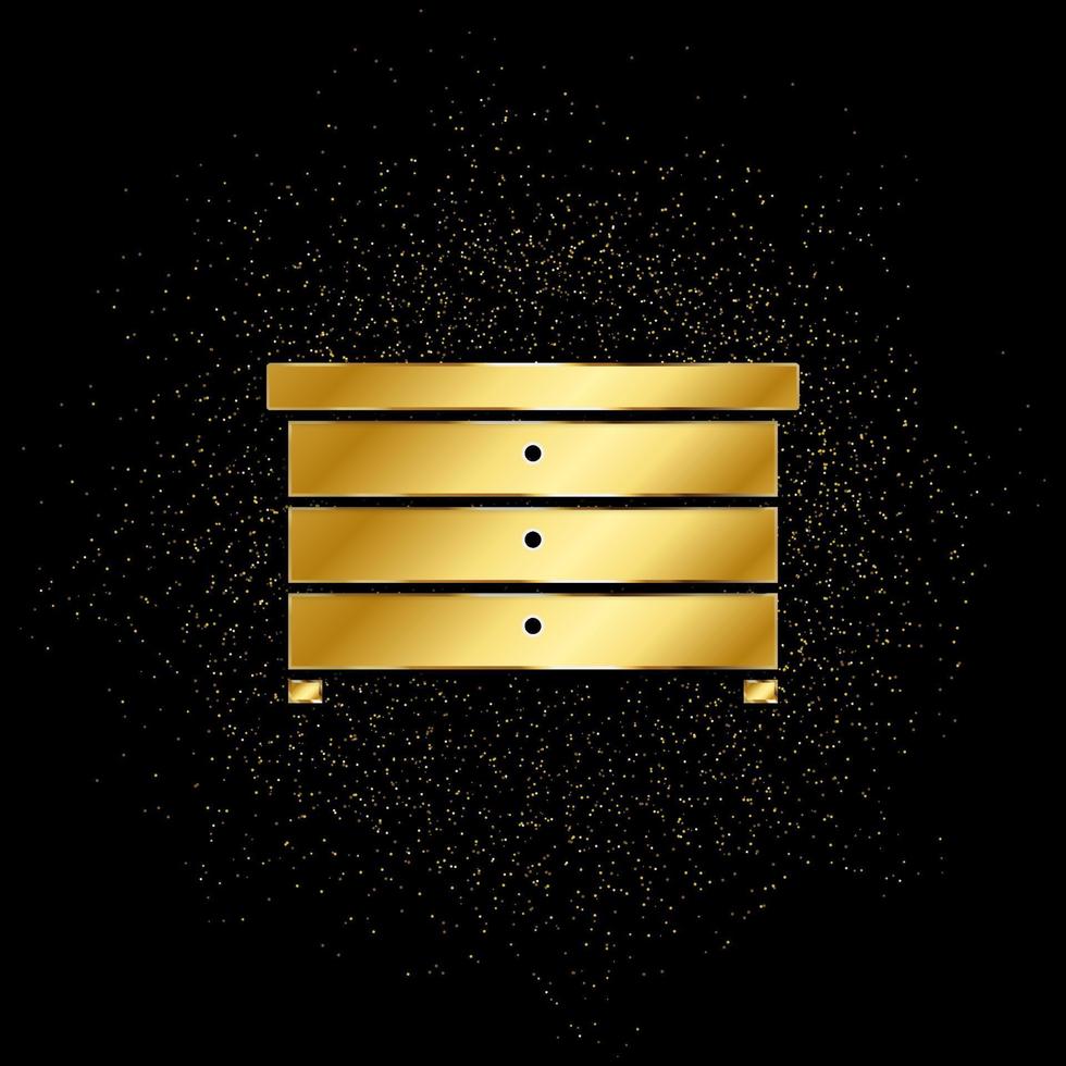 Cupboard gold, icon. Vector illustration of golden particle on gold vector background