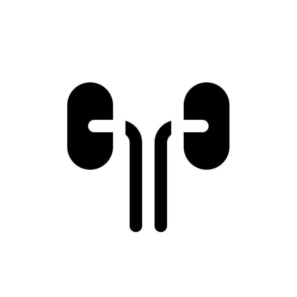 Kidneys black glyph ui icon. Organ transplantation. Checkup of urinary system. User interface design. Silhouette symbol on white space. Solid pictogram for web, mobile. Isolated vector illustration