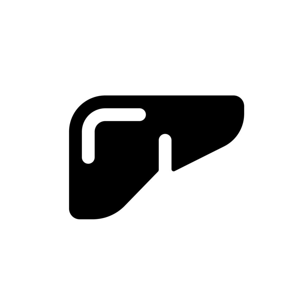 Liver black glyph ui icon. Internal body organ. Checkup of digestive system. User interface design. Silhouette symbol on white space. Solid pictogram for web, mobile. Isolated vector illustration