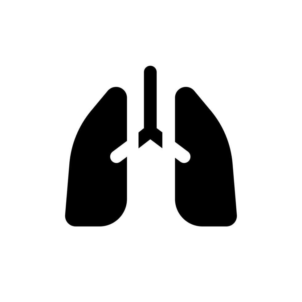 Lungs black glyph ui icon. Checkup of respiratory system. Pneumonia treatment. User interface design. Silhouette symbol on white space. Solid pictogram for web, mobile. Isolated vector illustration