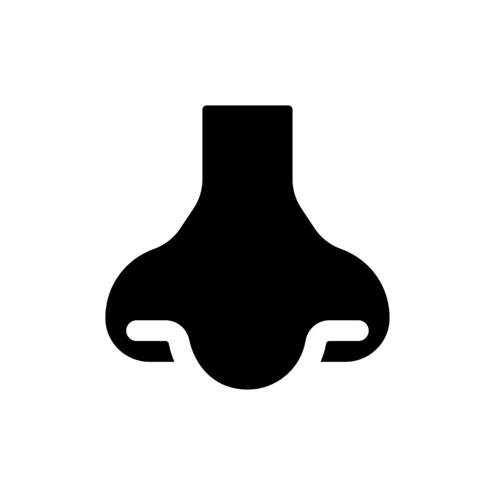 Nose black glyph ui icon. Sensory and respiratory system. Facial part of body. User interface design. Silhouette symbol on white space. Solid pictogram for web, mobile. Isolated vector illustration
