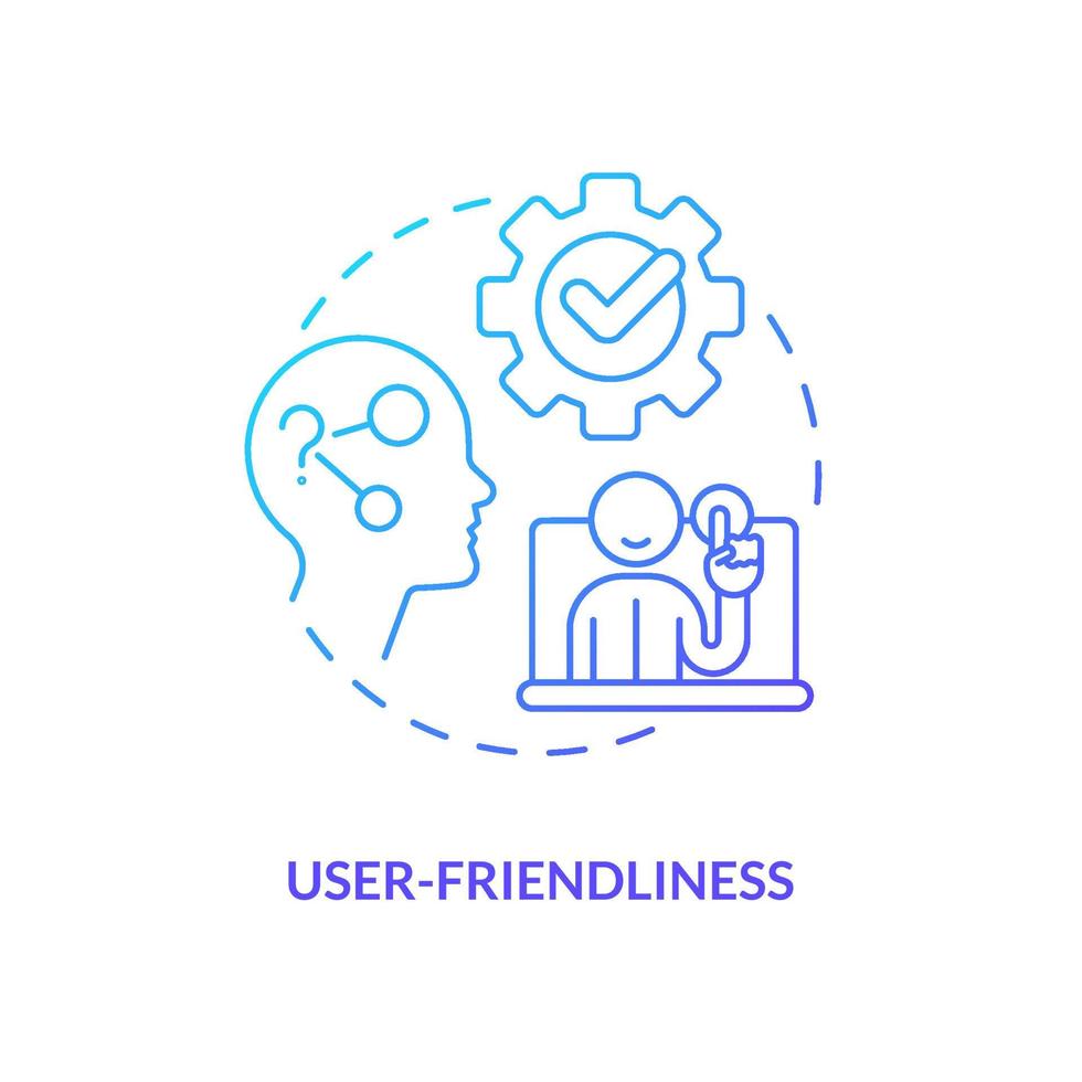 User-friendliness blue gradient concept icon. Simple interface for using. Positive user experience interface abstract idea thin line illustration. Isolated outline drawing vector