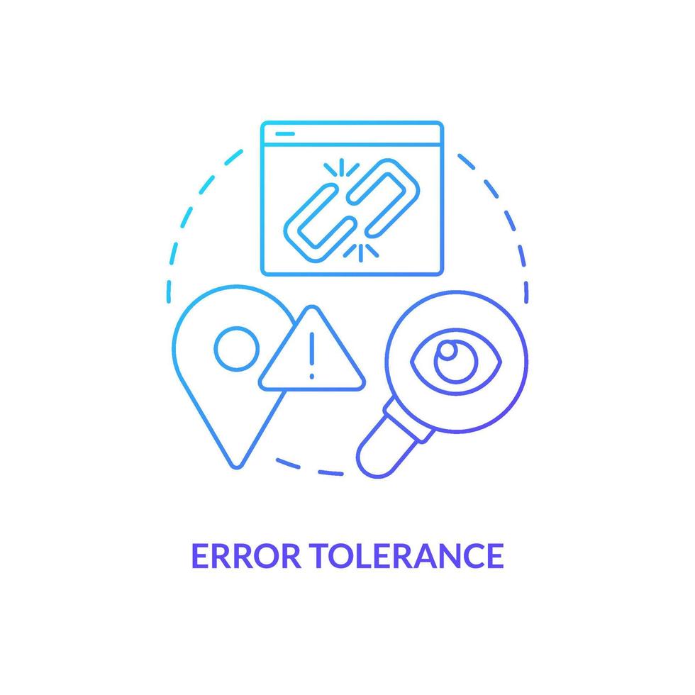 Error tolerance blue gradient concept icon. Finding problems. Check mistake. User-friendly website abstract idea thin line illustration. Isolated outline drawing vector