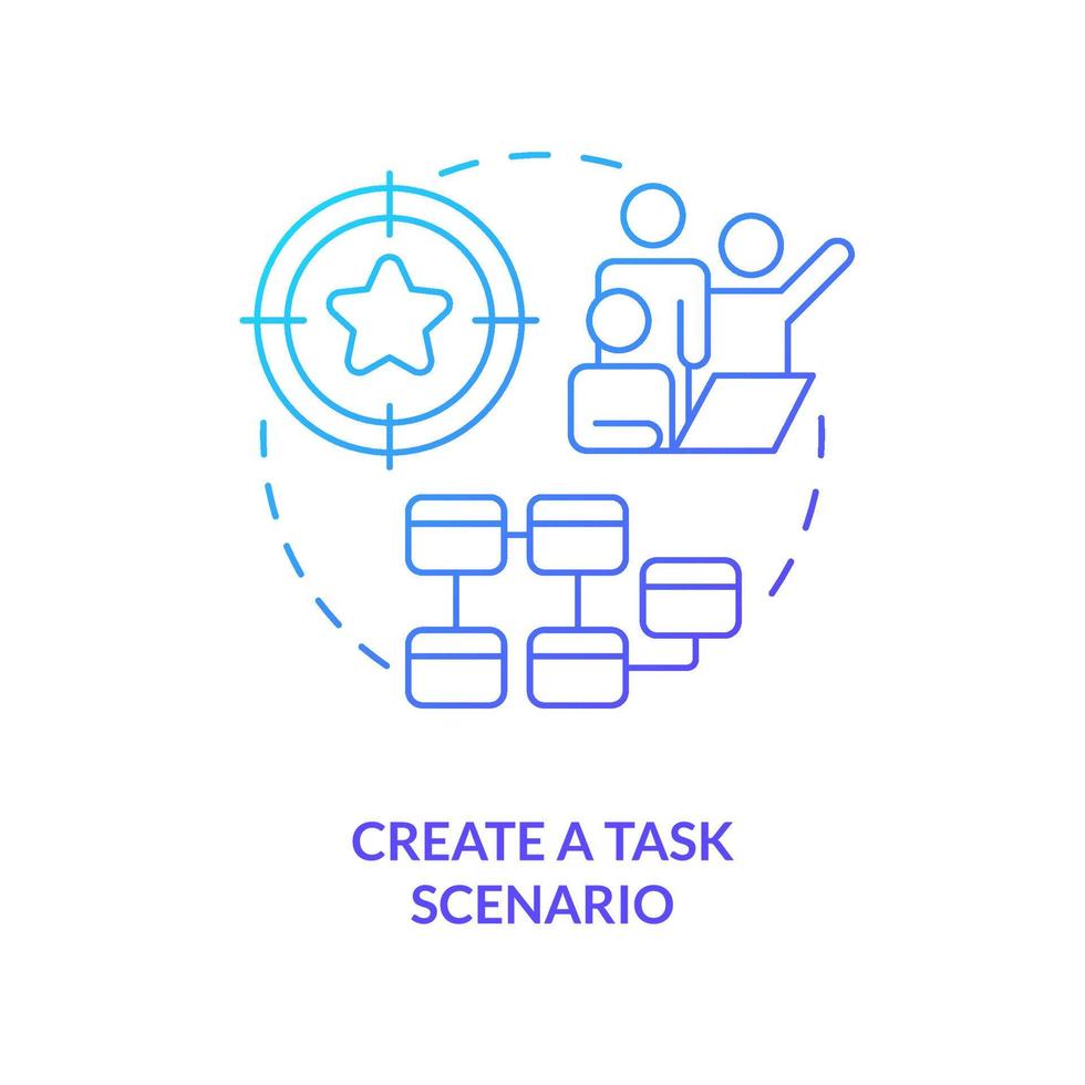 Create task plan blue gradient concept icon. Determine usability testing goals. Create research strategy abstract idea thin line illustration. Isolated outline drawing vector