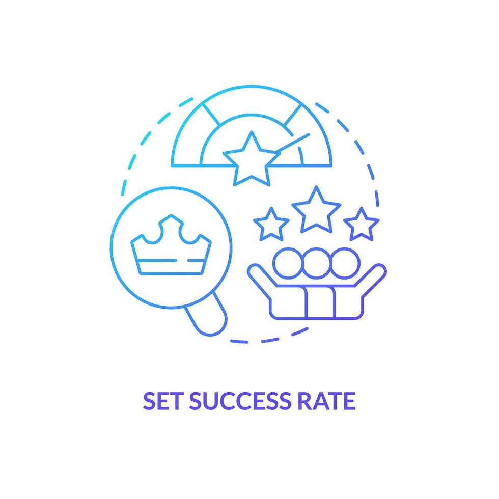 Set success rate blue gradient concept icon. Best result percentage. Positive product metrics. Evaluation abstract idea thin line illustration. Isolated outline drawing vector