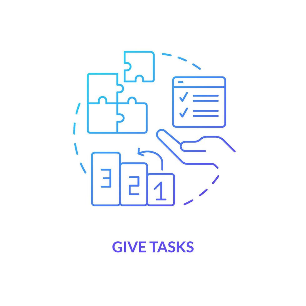 Give tasks blue gradient concept icon. Provide steps guide. Usability testing session moderation abstract idea thin line illustration. Isolated outline drawing vector