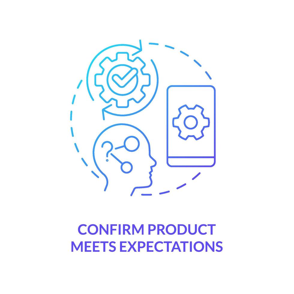 Confirm product meets expectations blue gradient concept icon. Proof users requirements. Development goal abstract idea thin line illustration. Isolated outline drawing vector