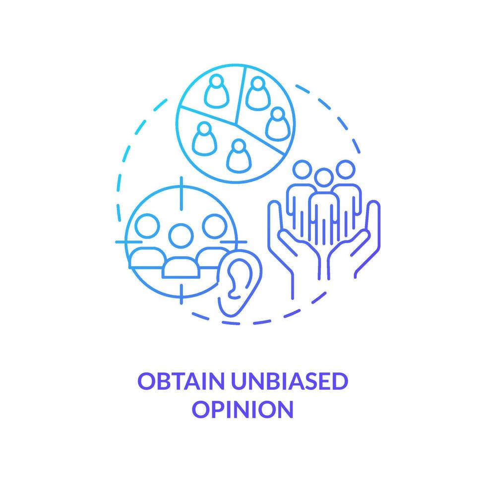 Obtain unbiased opinions blue gradient concept icon. Get customer reviews. Real users experience feedback abstract idea thin line illustration. Isolated outline drawing vector