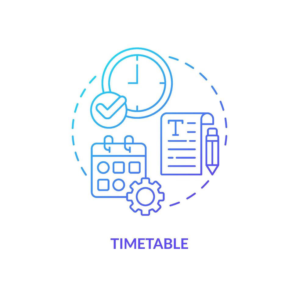 Timetable blue gradient concept icon. Schedule of running testing session. Organization. Plan research detail abstract idea thin line illustration. Isolated outline drawing vector
