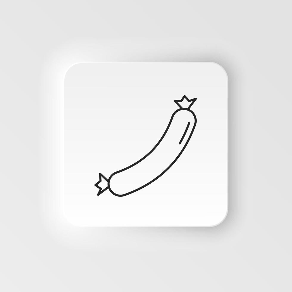 Neumorphic style food and drink vector icon. sausage icon in line style isolated on neumorphism white background